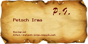 Petsch Irma névjegykártya