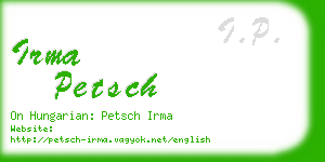 irma petsch business card